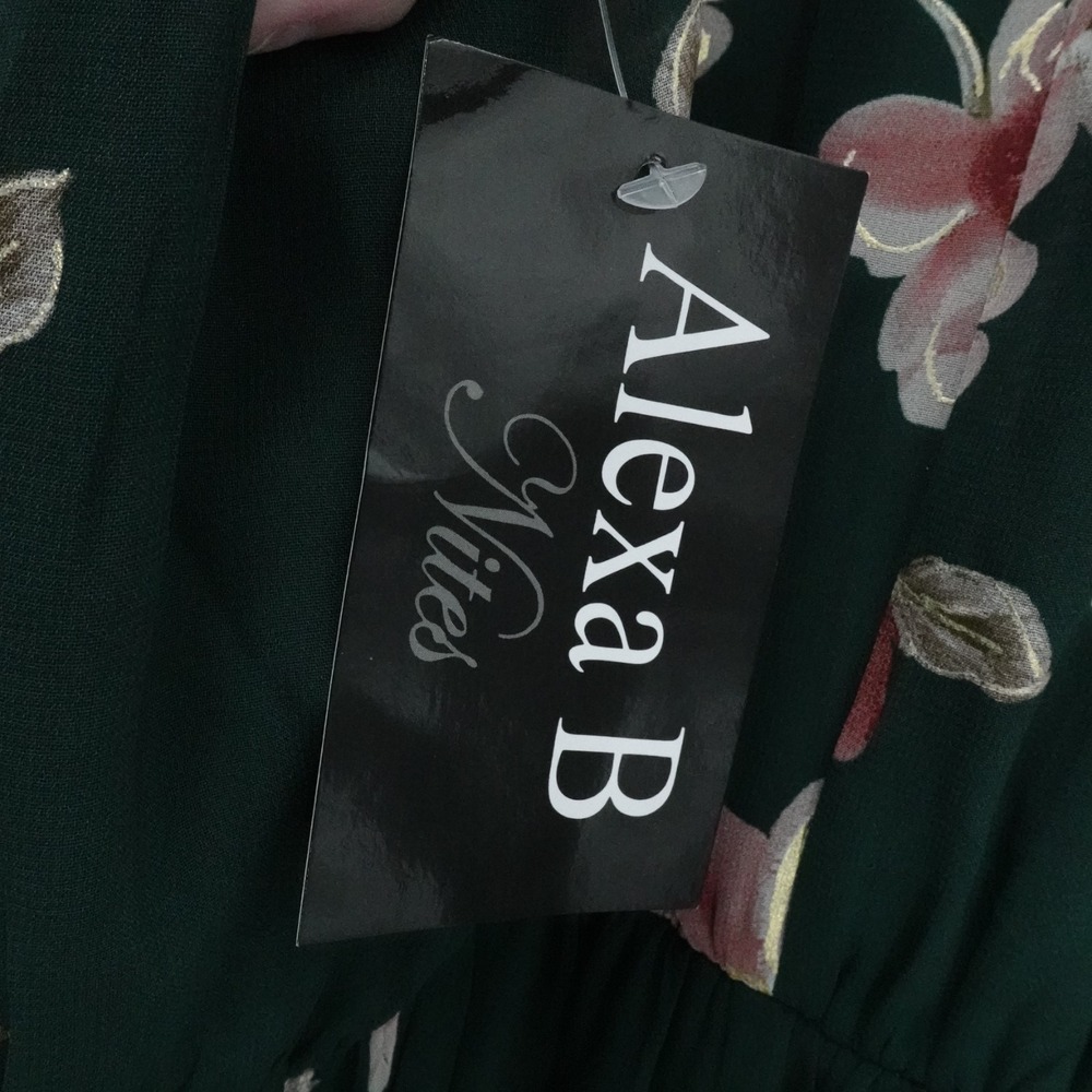 Alexa B Nites Dress Womens 6 Green Floral Maxi Belted Spring‎ Boho Casual - Picture 4 of 10